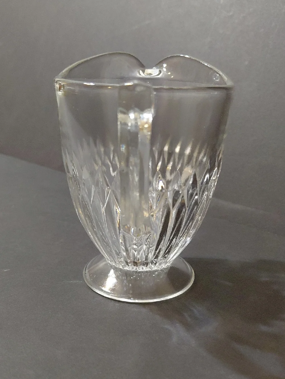 Vintage Jeannette Glass Anniversary Clear Pressed Glass Footed Creamer Pitcher